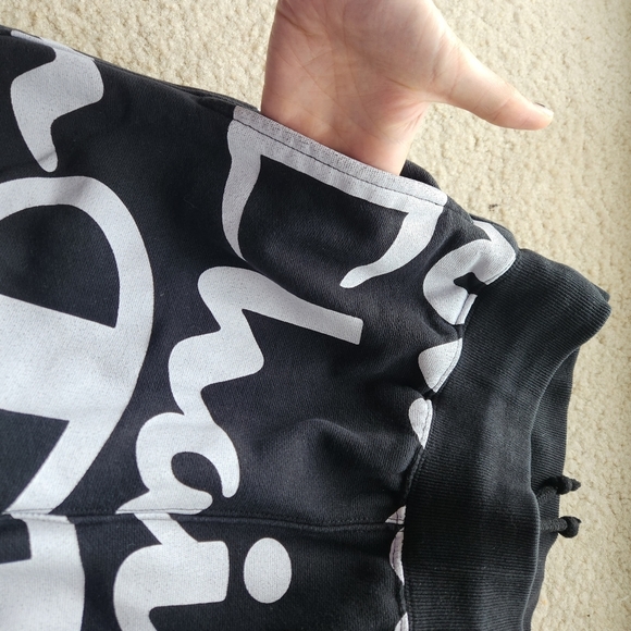 CHAMPION Logo Spellout Reverse Weave Streetwear Sweatpants Black White Small - Picture 5 of 8